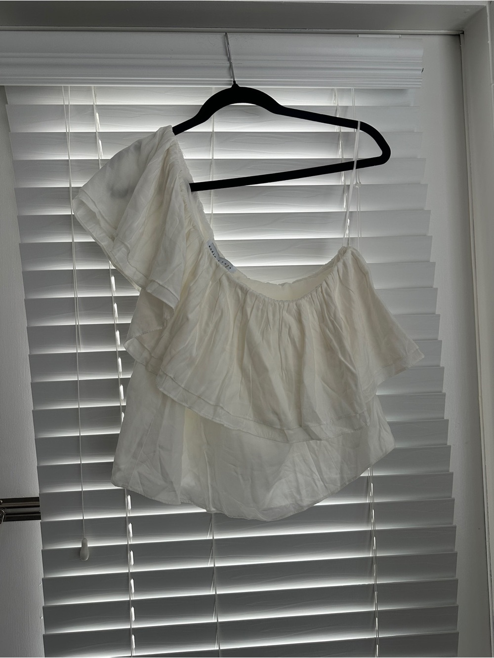 Endless Rose White One-Shoulder Ruffle Crop Top